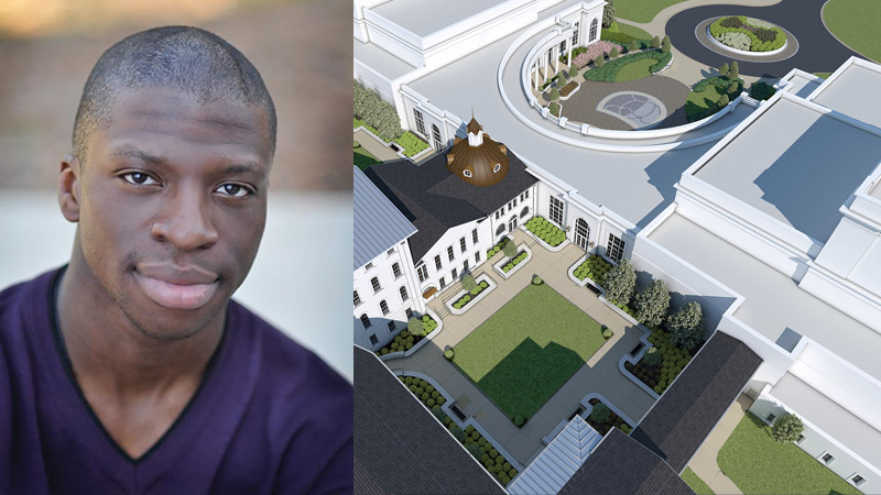 Michael Luwoye and render of building